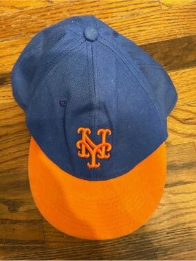 Men's Blue and Orange Baseball Cap with Embroidered NY Logo